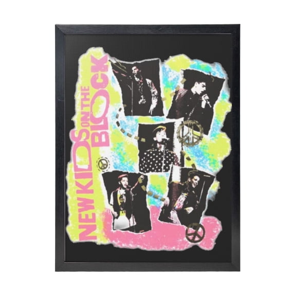 New Kids On The Block Vintage Black Framed Canvas Wall Art Fashion Decor, 12x16in Wall Decor For Living Room, Bedroom, Office