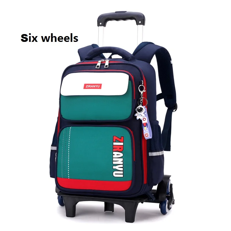New Kids School Bag with Wheels Rolling Backpack for Boy Wheeled School