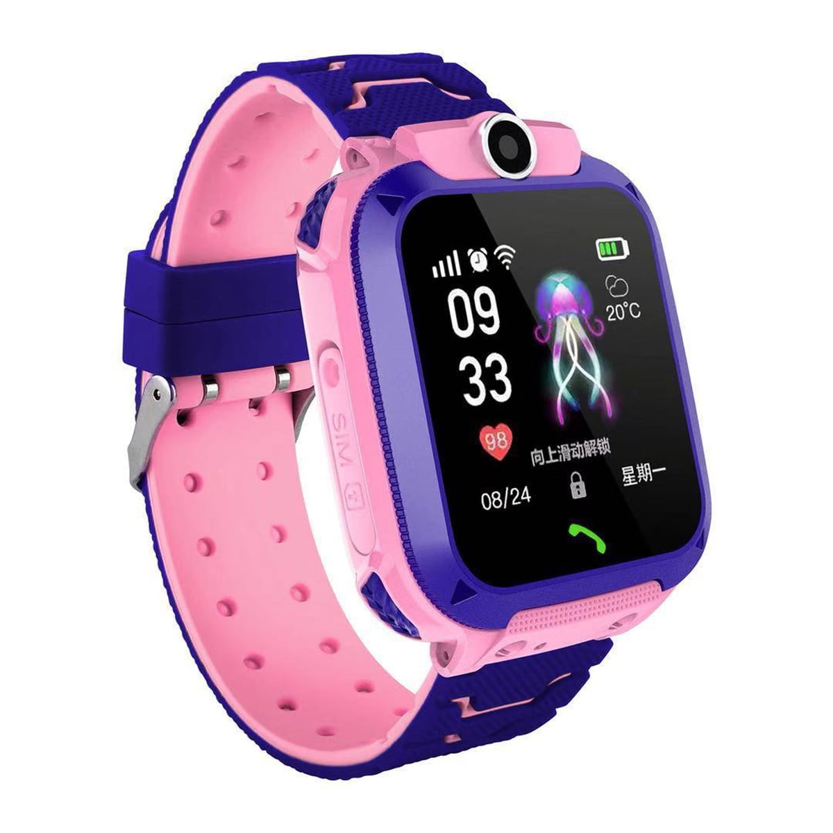 Smartwatch for Kids with GPS Phone Call Digital Wrist Camera Anti Lost SOS Blue Pink Walmart