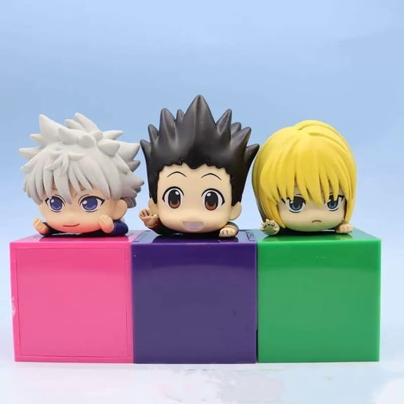 New Killua Figure, Gon Freecss Figure, Kurapika Figure, Lying Q Version 3pc Anime Figures 10cm/3.9inch PVC Characters Collectible Souvenirs Gifts