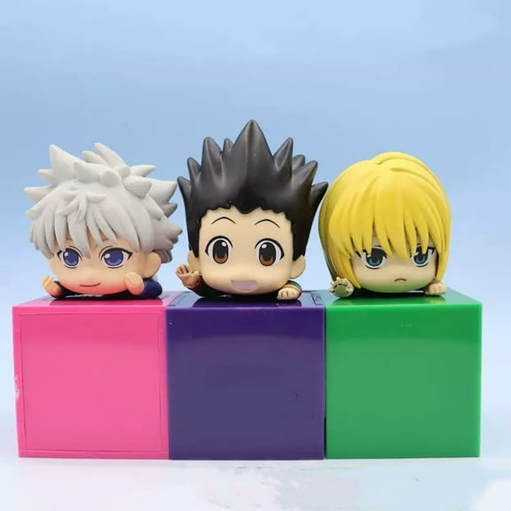 New Killua Figure, Gon Freecss Figure, Kurapika Figure, Lying Q Version 3pc Anime Figures 10cm/3.9inch PVC Characters Collectible Souvenirs Gifts