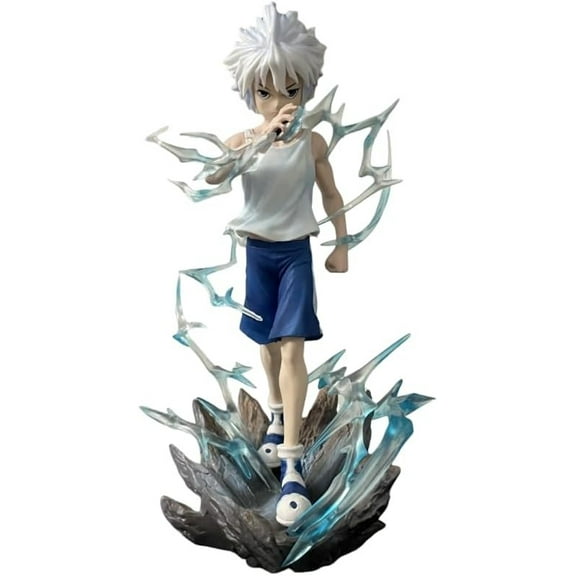 New Killua Figure, Standing Fighting Killua Zaoldyck Action Figures 21cm/8.3inch Handmade Cosplay PVC Statues Collectible Souvenirs for Anime Fans Gifts