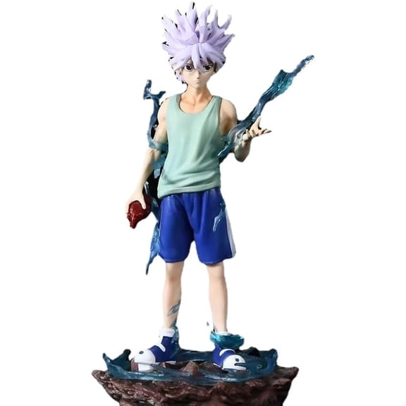 New Killua Zoldyck Figure, 22cm/8.6inch PVC Handmade Cartoon Character Figurine Cosplay Action Figures Model Collectible Desktop Decoration Anime Fan Gift