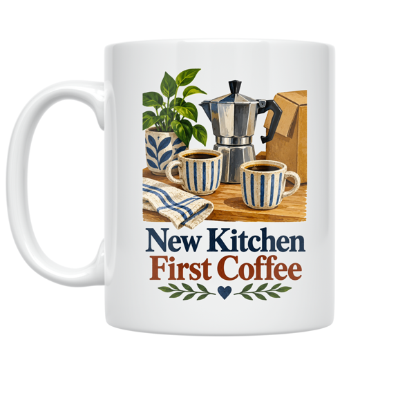New Kitchen First Coffee - New Homeowners - 11 oz Ceramic Coffee Mug