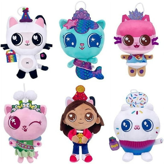 New Kitty Fairy Baby Box Mercat Pandy Paws Cakey Catrat Pillow Cat Girl Doll, Soft and Cuddly Stuffed Plush Toys for Kids (6-Pack)