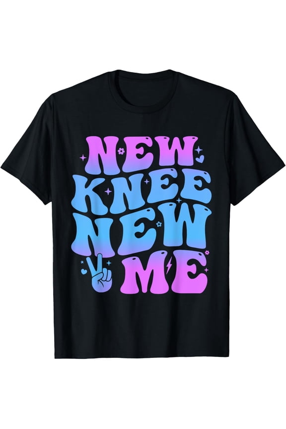 New Knee New Me Retro Surgery Recovery T-Shirt Funny Joint Replacement Tee Post Surgery Gift for Men Women Vintage Style Graphic Top