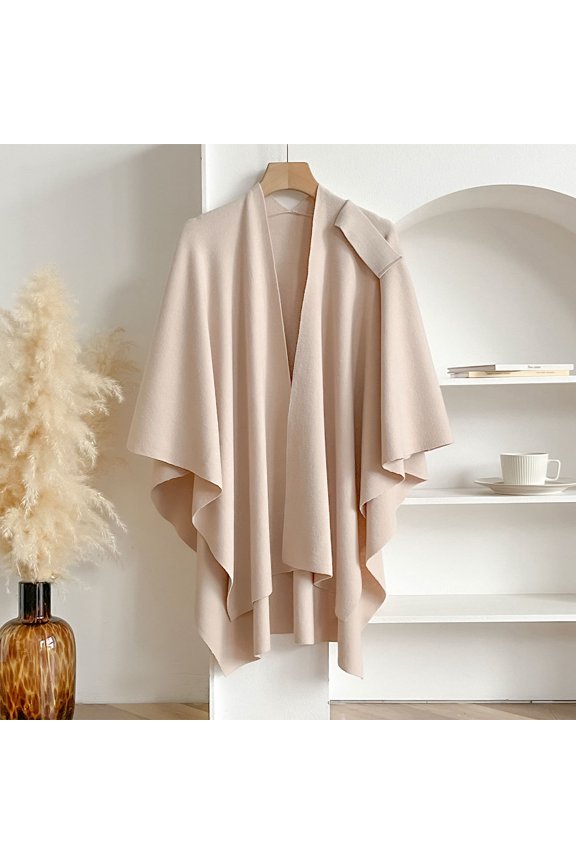 New Knitted Solid Color Ladies Cloak Scarf Winter Warm Soft Skin-Friendly Core Yarn Shawl