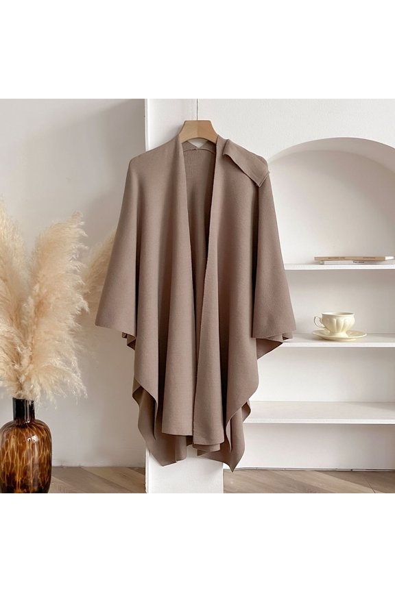 New Knitted Solid Color Ladies Cloak Scarf Winter Warm Soft Skin-Friendly Core Yarn Shawl