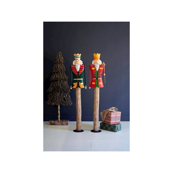 Set of 2 Painted Metal and Wood Nutcrackers