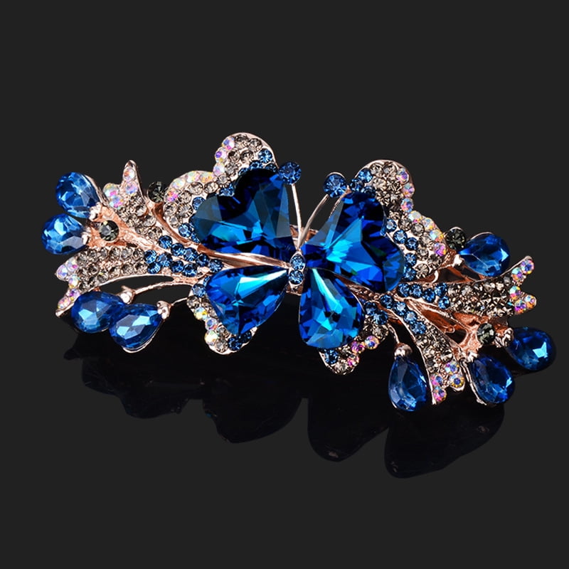 New Korean Colorful Crystal Butterfly Spring Hairpin Zircon Alloy Top Clip Horizontal Clip Elegant Women's Fashion Hair Jewelry