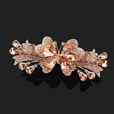 New Korean Colorful Crystal Butterfly Spring Hairpin Zircon Alloy Top Clip Horizontal Clip Elegant Women's Fashion Hair Jewelry
