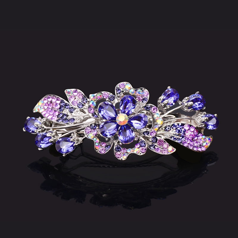 New Korean Colorful Crystal Butterfly Spring Hairpin Zircon Alloy Top Clip Horizontal Clip Elegant Women's Fashion Hair Jewelry