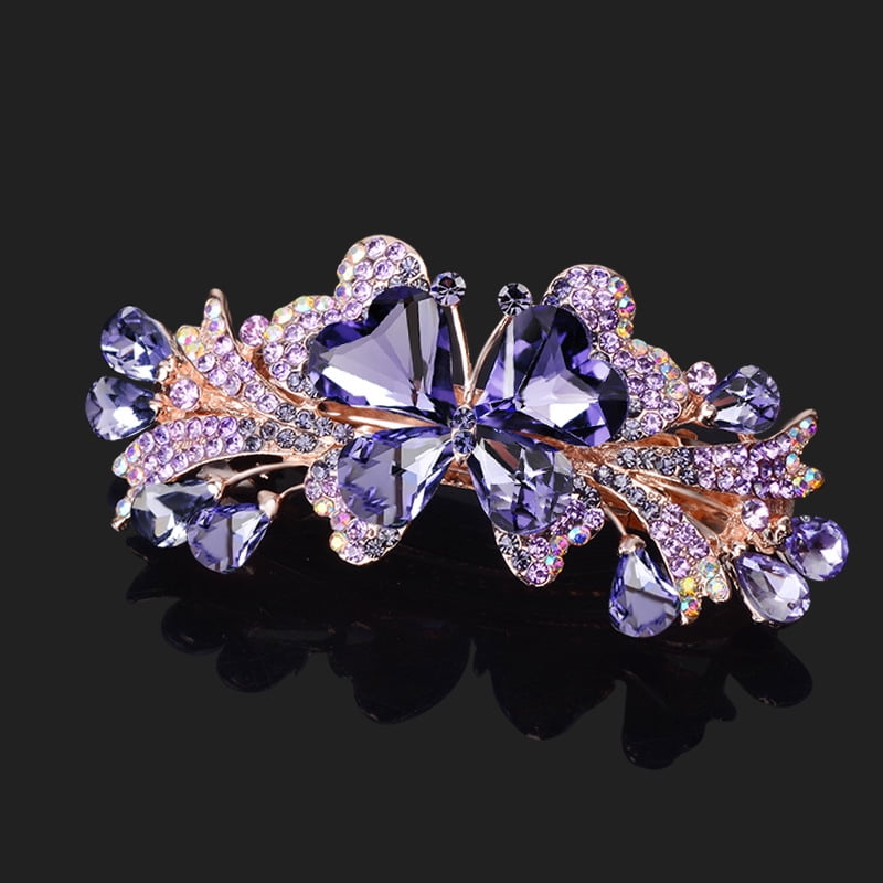 New Korean Colorful Crystal Butterfly Spring Hairpin Zircon Alloy Top Clip Horizontal Clip Elegant Women's Fashion Hair Jewelry