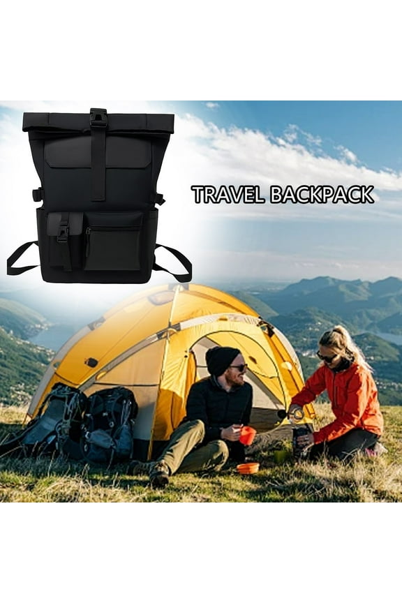 New Korean Style Men's Backpack With Rolled Top Design Street Fashion Trendy Bag Personalized Casual Sports & Travel Pack Versatile Student Bookbag Office cabinet