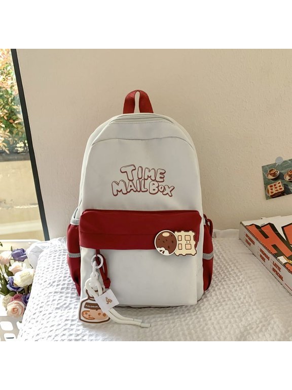 The New Korean Version Of The Contrasting Trend Student Schoolbags, Fashion Leisure Commute Push Shoulder Bag Large -Capacity Versatile Travel Backpack