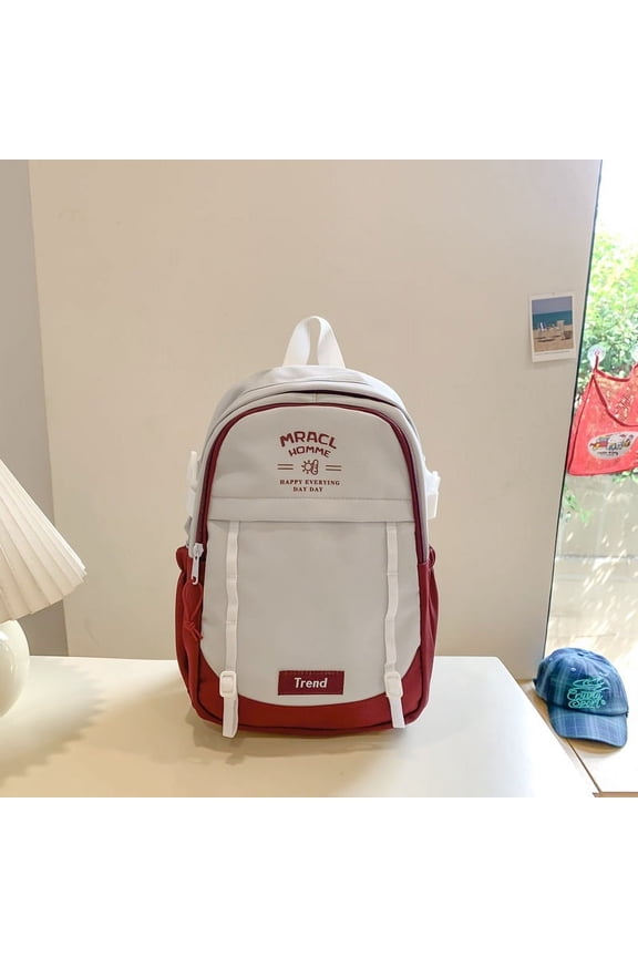 New Korean Version Of Contrasting Wild Student Schoolbag Large -Capacity Trend Trendy Travel Backpack Fashion Casual Commute Backpack