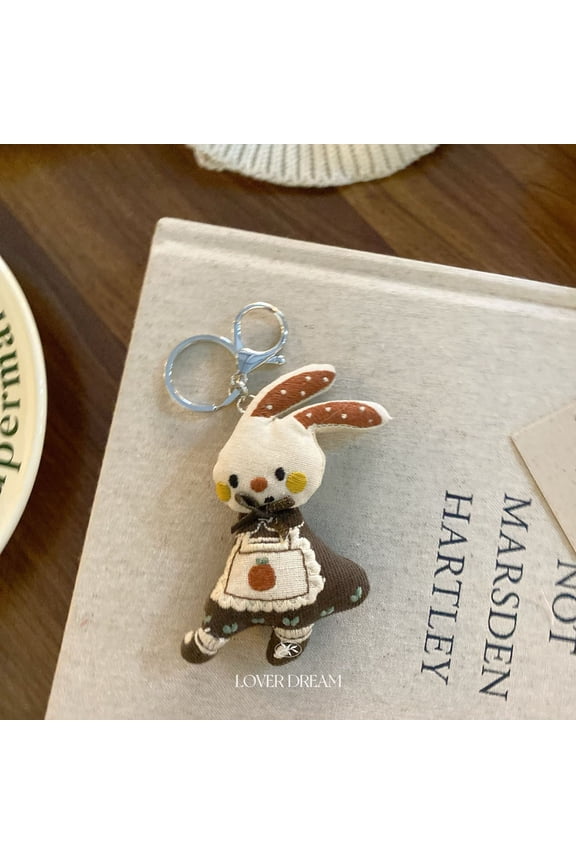 New Korean ins style colorful fabric doll rabbit keychain, cute pendant with lobster clasp for women's bags