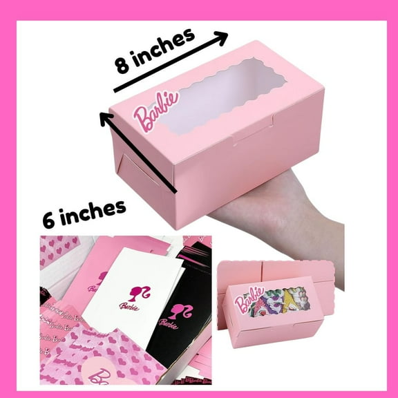 Barbie Pink Favor Boxes (6 Pack) - Party Treats, Gifts, Invitations, 6x8 Inches