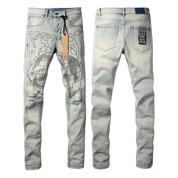 New Ksubi Men's Jeans 2025 High Quality Streetwear Slim Fit Stretch Jeans Baggy Ripped Straight Skinny Denim Pants
