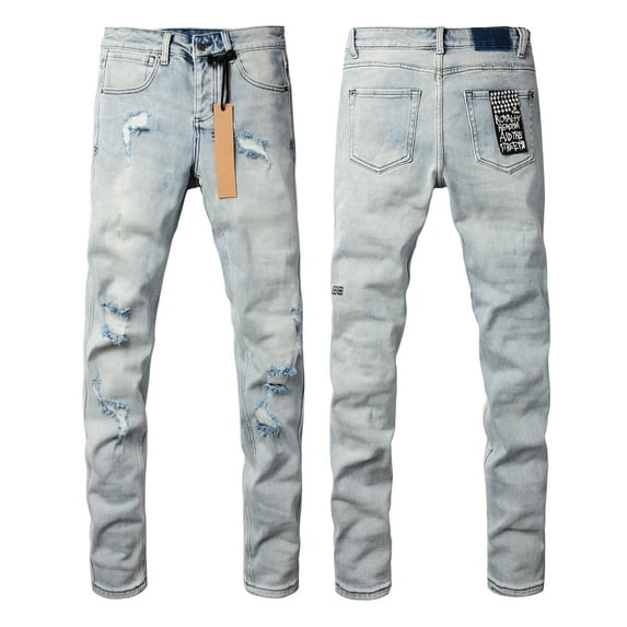 New Ksubi Men's Jeans Slim Fit Stretch Jeans Straight Skinny Denim Pants for Men Fashion Streetwear Biker Motocycle Holes Pants