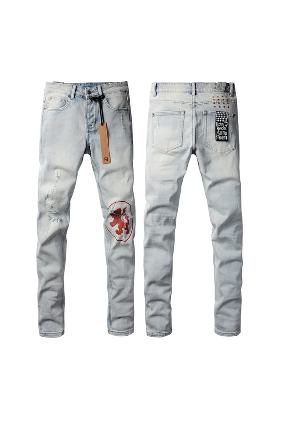 New Ksubis Jeans for Men's Casual Stylish Straight Slim Fit Jeans Streetwear Slim Fit Stretch Jeans Baggy Ripped Straight Skinny Denim Pants Size 28