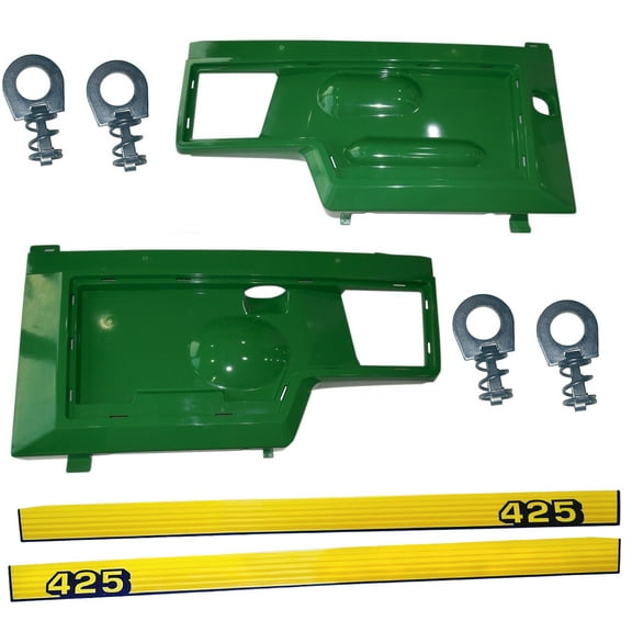 New Kumar Bros USA LH and RH Side Panels, Decal Set and Panel Retaining Clip Kit Replaces AM128982 AM128983 M130321 M1130320 Fits John Deere 425 SN Above 070001