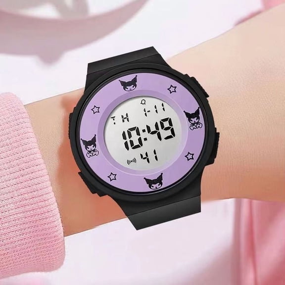 New Kuromi Cartoon LED Cute Creative Sports Electronic Watch Multi-functional Digital Watch