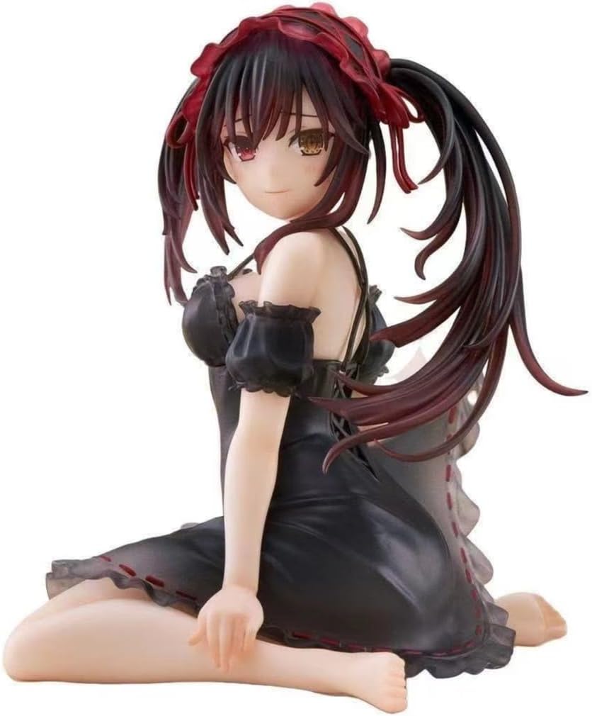 New Kurumi Figure, sleepwear Sitting Tokisaki Kurumi Anime Figures 12cm/4.7inch Handmade PVC Cartoon Character Model Decoration Craft Gift (a)