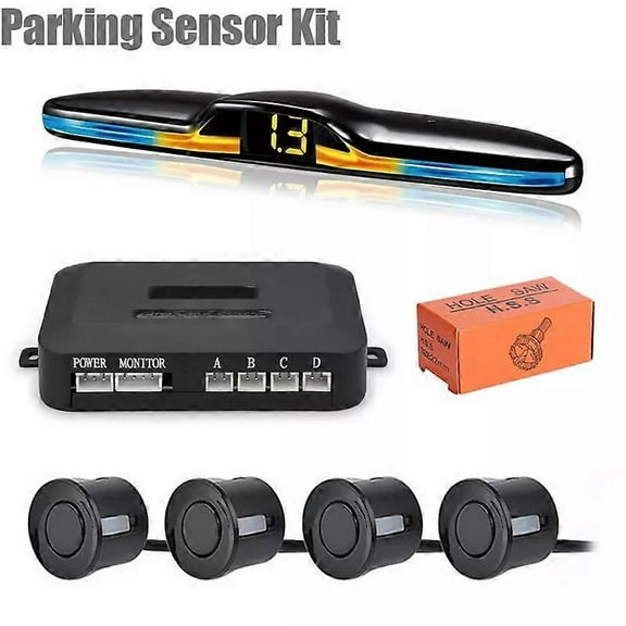 New LED Parking Sensor System Backlight Parktronic Monitor Display Kit Backup Detector Assistant 4 Probes