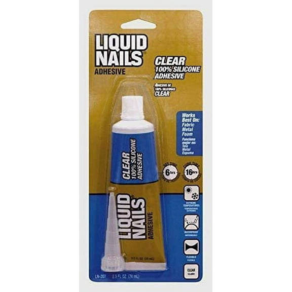 Gorilla New! LIQUID NAILS Clear Small Projects Silicone Adhesive Glue 2.5 oz. LN-207  Construction & DIY Use, Standard Hardware Spec