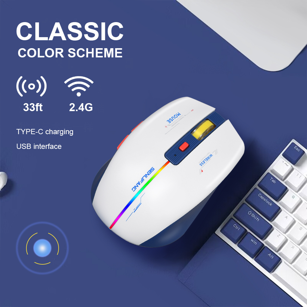 New LT-T19 Ergonomic Gaming 2.4G TYPE-C Wireless Charging Mouse RGB Mice USB Interface For Desktop PC Laptop Computer