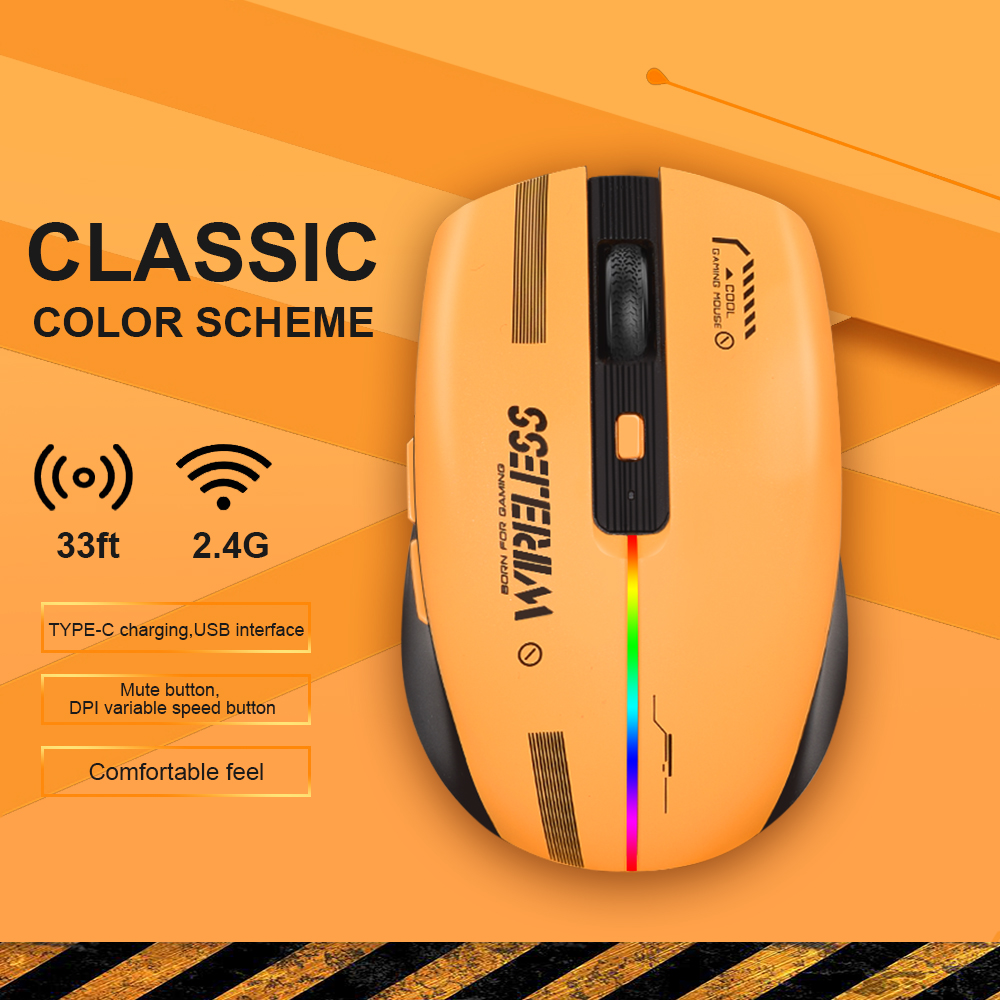 New LT-T19 Ergonomic Gaming 2.4G TYPE-C Wireless Charging Mouse RGB Mice USB Interface For Desktop PC Laptop Computer
