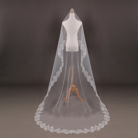 New Lace Long Bride Wedding Veil Wedding Gauze Sequins Lace White Dress Wedding Accessories( )