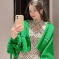 thumbnail image 1 of New Lace Up Long Sleeve Cropped Cardigan Women Soft Sweet Sweater Coat Korean Fashion Simple Solid Color Knitted Cardigan, 1 of 5