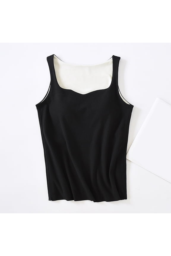 New Ladies Seamless Warm Vest With Chest Pad Sleeveless Top Collar Slim Underwear Bottoming Shirt Thin Strap Top Pack Top Women Spaghetti Strap Long Top Pack Women plus Size Sheer Top Tops Women 3x