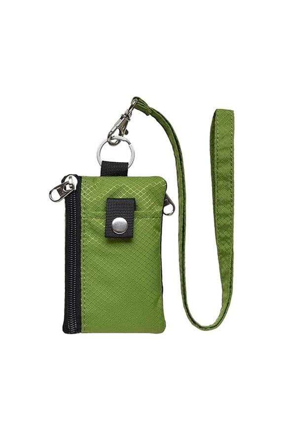 New Lanyard Keychain for Cards Cash Coin Purse with ID Window Waterproof Small Blocking Case Key Case Pouch Wallet Zipper