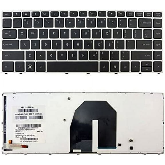 New Laptop Backlit Keyboard (Silver Frame) for HP ProBook 5330m P/N:AEF11U00010 9Z.N6TBQ.001 653171-001 US Layout Black Color