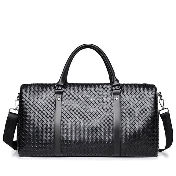 New Large -Capacity Travel Bag Men's Casual Short -Distance Handbags, Checked Weaving Fitness Bag Shoulder Mesengers