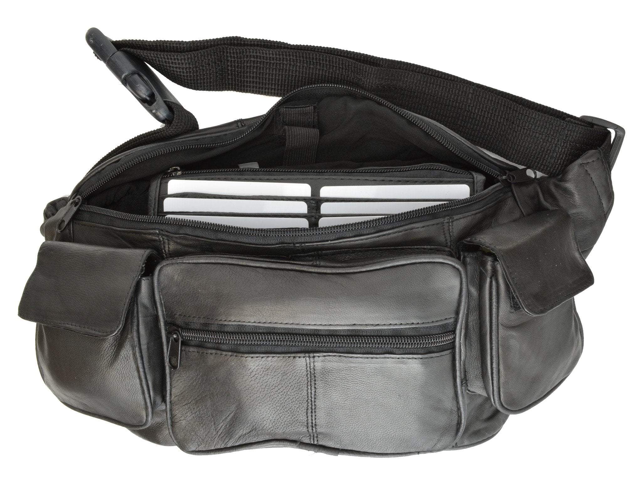 New Large Genuine Leather Waist Bag Fanny Pack with Two Cell Phone ...