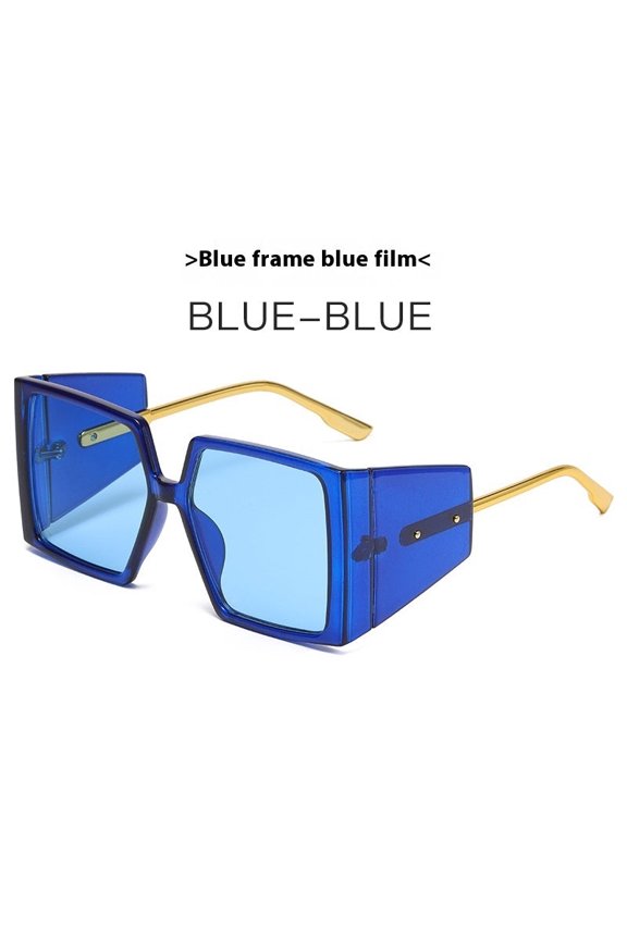 New Large Square Frame Sunglasses In Assorted Colors Black, Blue, Green, Orange, Champagne And White Frames