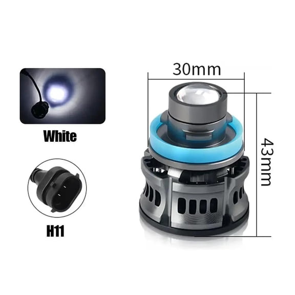 New Laser Lens Car H7 H11 Lens Headlight 12V H8 H9 9006 HB4 Led Fog Light Bulb Fog Lamp White Yellow Ice Blue Turbo Fog Light