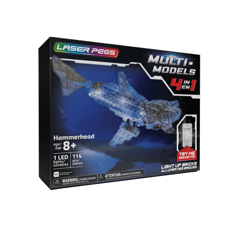 New Laser Pegs Light-Up 4-In-1 Hammerhead Shark MultiModel Building Set 52011