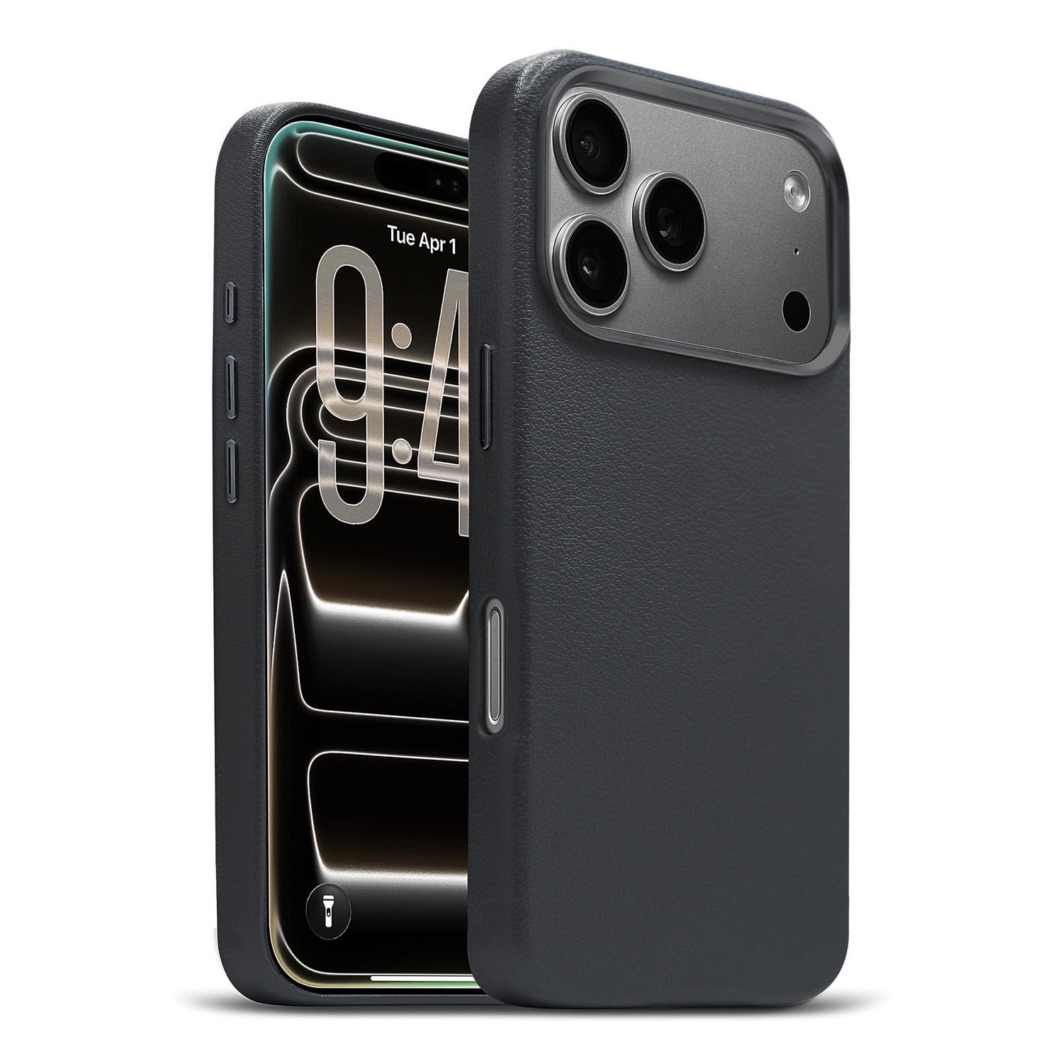 New Leather Case with Wireless Charger for iPhone 17 Pro Max - Black