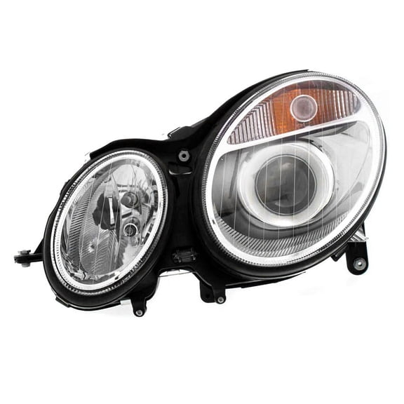 New Headlight Left Driver Compatible with 2006-2007 Mercedes-Benz E350 2003-2007 E320 E500 2003-2006 E55 AMG W211 Halogen H7 211-820-03-61 2118200361 MB2502108 V8 V6 469HP Chrome