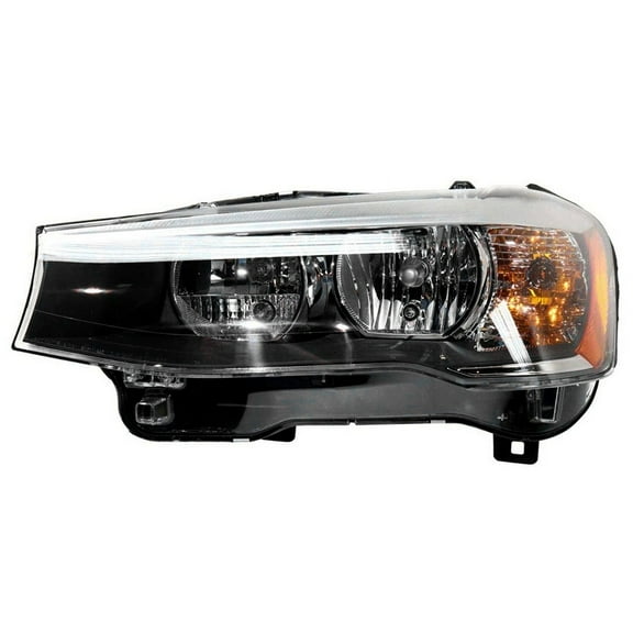 Headlight Assembly Left Driver Side Compatible with 2015-2018 BMW X3 Sport Utility X4 Sport Utility Halogen H7 Clear Lens OEM 63-11-7-334-073 Direct Fit Replacement ABS Plastic Housing