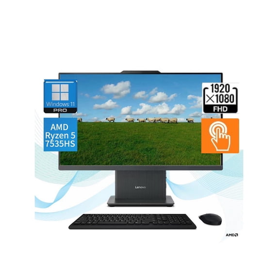 New Lenovo IdeaCentre AIO All-in-One Desktop,23.8" FHD IPS Touchscreen Display,AMD Ryzen 5 7535HS ,32GB RAM, 2TB SSD, Windows 11 Pro,Grey