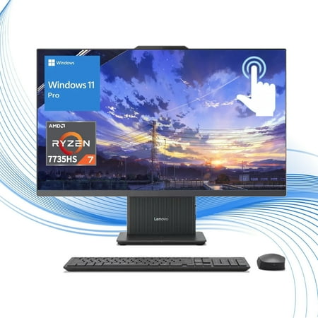 New Lenovo IdeaCentre AIO All-in-One Desktop,27" FHD IPS Touchscreen,AMD Ryzen 7 7735HS ,64GB DDR5 RAM, 2TB SSD, HDMI, Wi-Fi 6, Bluetooth, Windows 11 Pro,Luna Grey