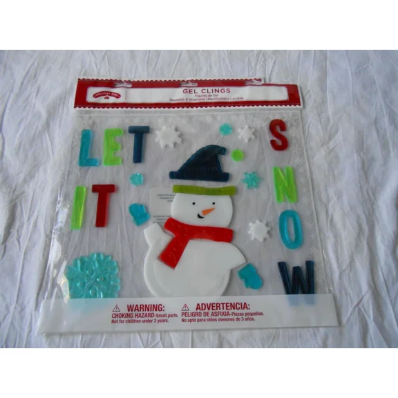 New Let It Snow Frosty Snowman Snowflakes Window Sticker Gel Clings 24 Pcs Large