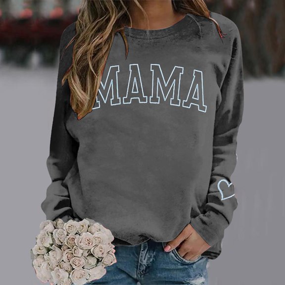 New Letter Printed Round Neck Street Long Sleeved Pullover For Women Decorative Hoodies Women Half Zipper Pullover Women Bohemian Sweaters Dressy Zip up Hoodie Women Junior Hoodies Teen Girls Comfort