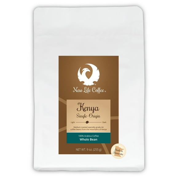 New Life Coffee Kenya: Single-Origin Whole Bean, 9 oz. Bag
